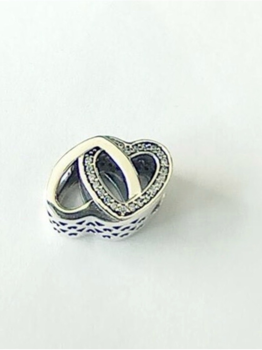 Pandora Silver Interlocked Heart Charm with Sparkling Accents